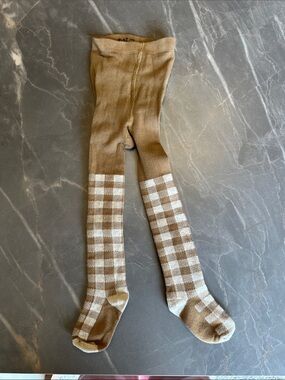 Kids Gingham Pattern Brown & Cream Leggings